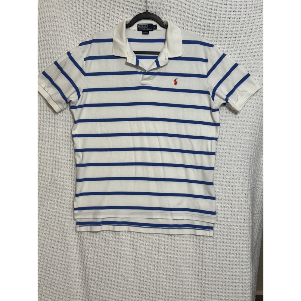 Polo Ralph Lauren Men's Classic Fit Striped Polo Shirt Size L Red Pony